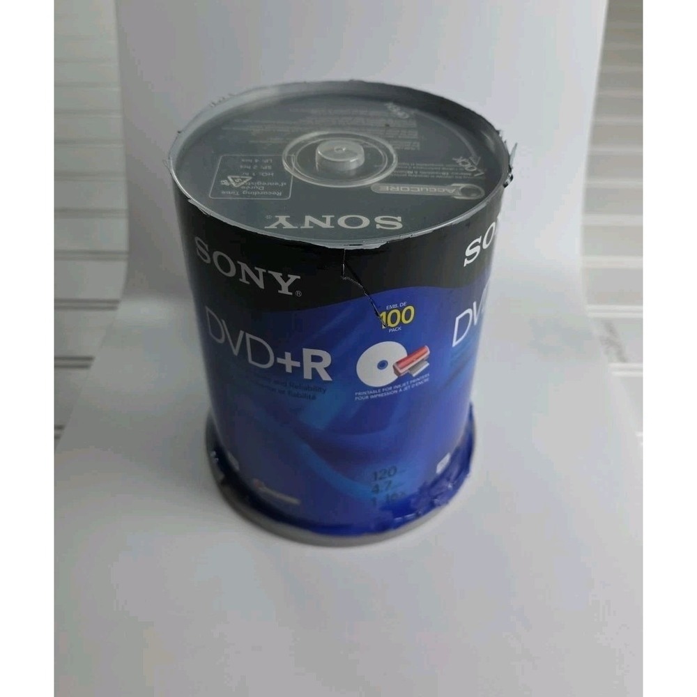 Sony DVD+R 4.7GB 120min 1-16X Recordable Blank Printable 100 Discs Pack NEW